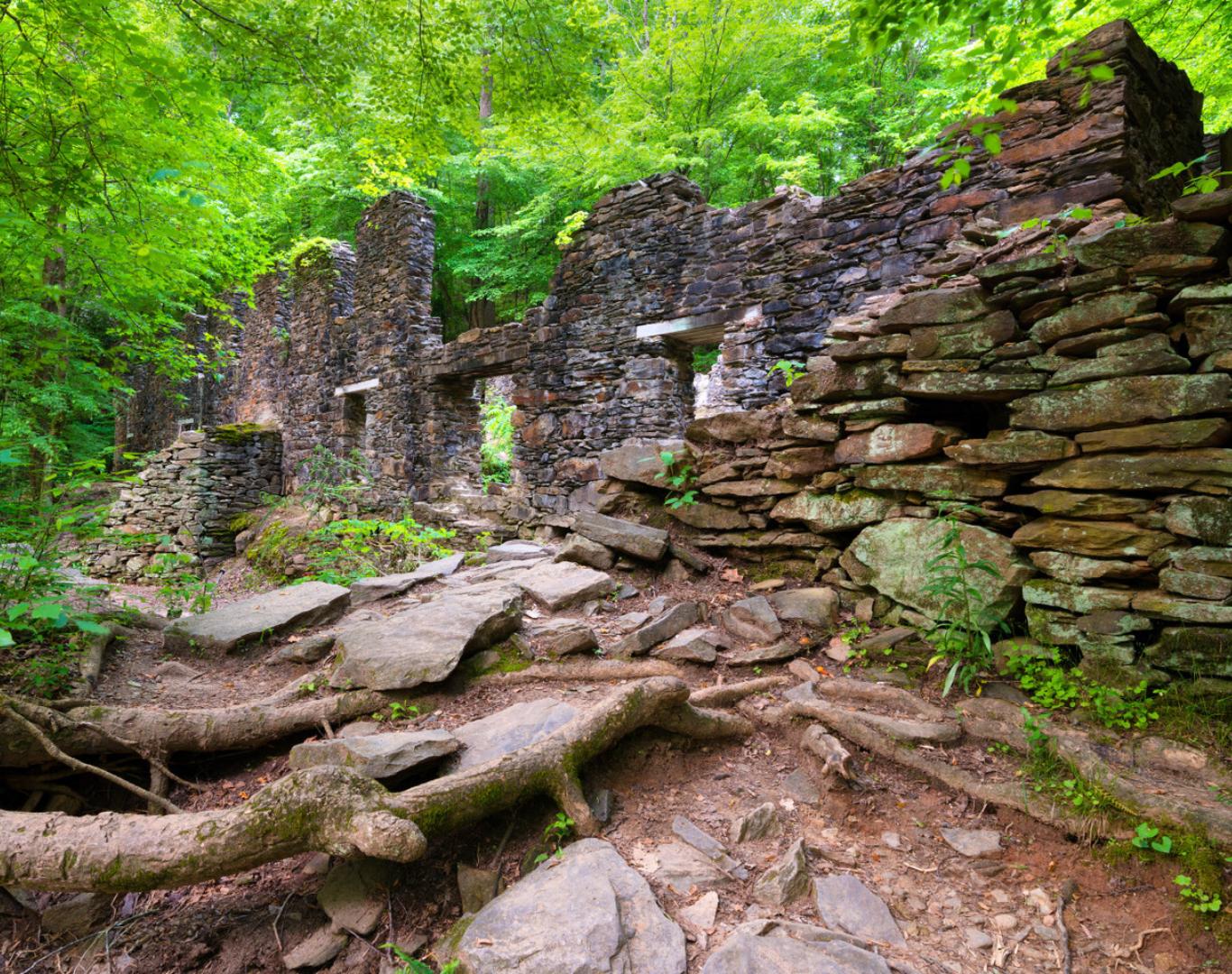 Historic ruins on hiking trail in Marietta, GA